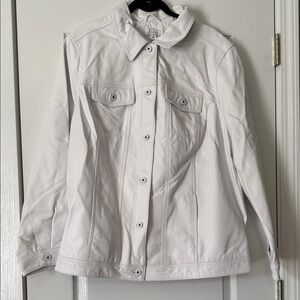 D & Co Women's White Leather Jacket Size 3X